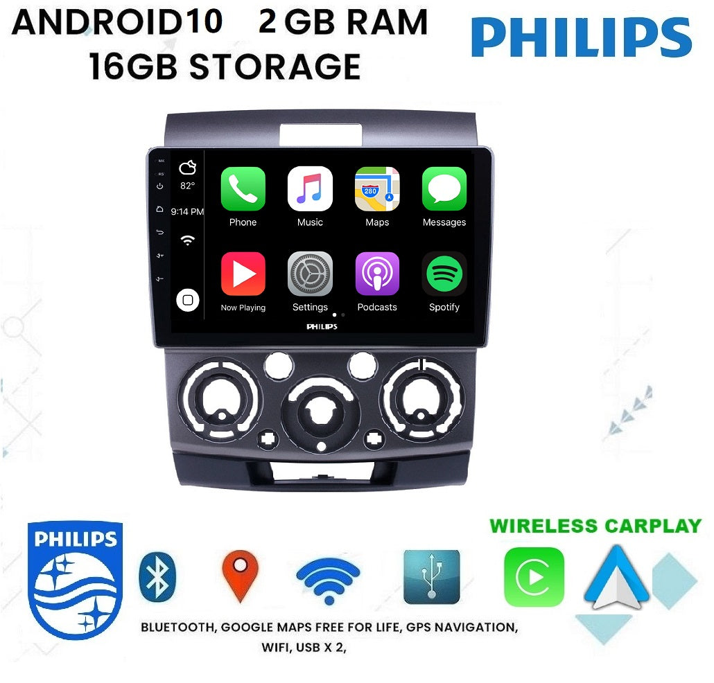 PHILIPS Wireless Carplay / Android Auto - Ford Ranger BT-50 06-10 GPS NAV Stereo