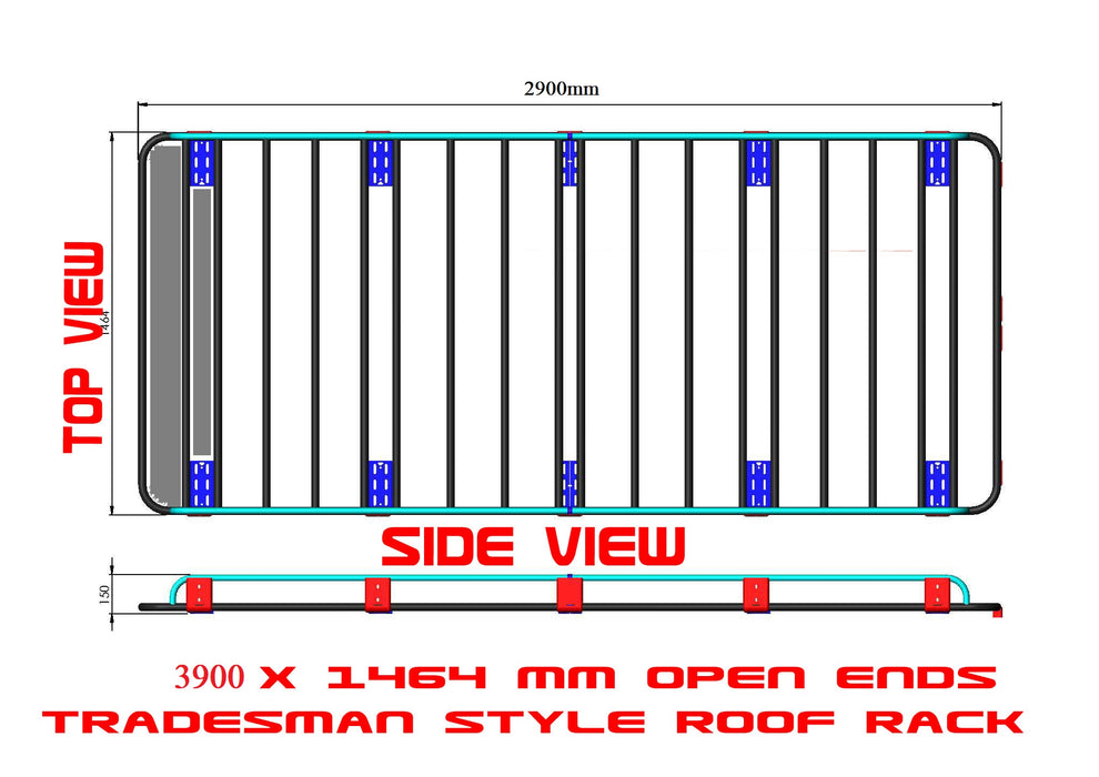 Suit for  TOYOTA HIACE 2005 ON  Tradesman Style ROOF RACK TRADIE TRAY 2900x1460mm Basket