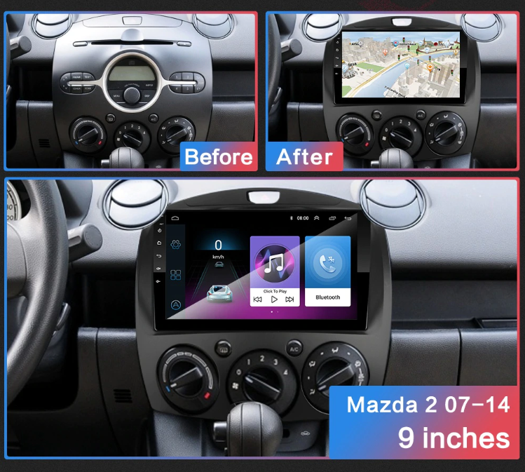 MAZDA 2 DEMIO 2007 - 2014 OEM LARGE SCREEN GPS NAV ANDROID STEREO - BLUETOOTH