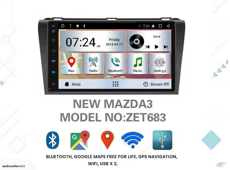 MAZDA3 AXELA 2004-2009 OEM LARGE SCREEN GPS NAV ANDROID STEREO - BLUETOOTH