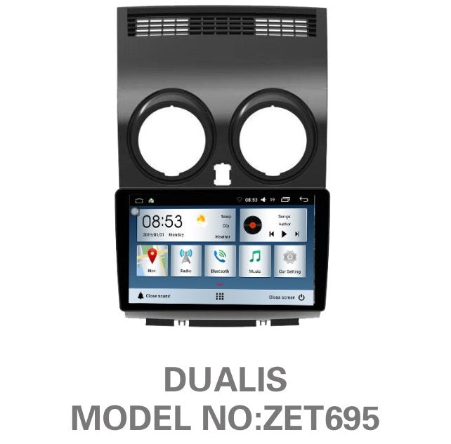 NISSAN DUALIS OEM LARGE SCREEN GPS NAV ANDROID SYSTEM STEREO - BLUETOOTH - USB MOVIE