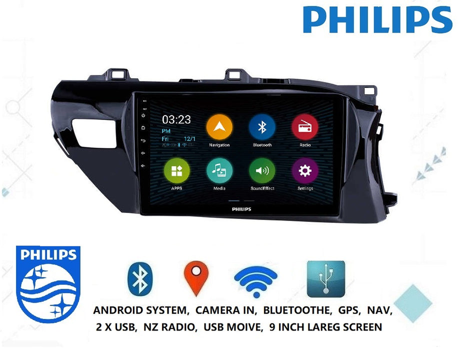 Philips - Toyota HILUX 2015+ OEM 10" GPS NAV ANDROID BLUETOOTH STEREO  Camera in