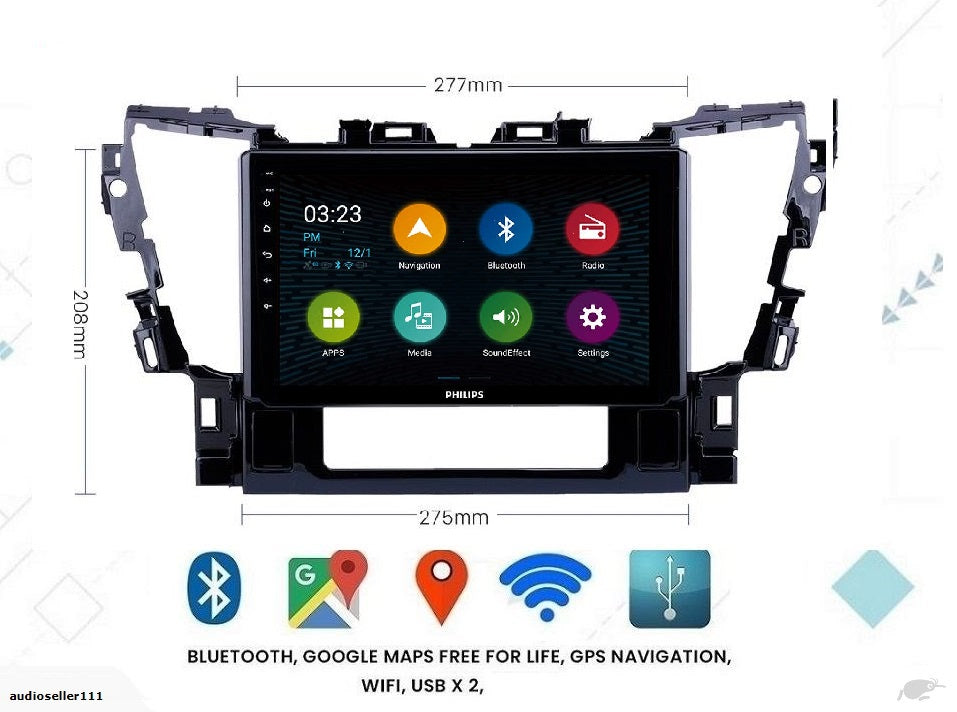Philips - Suit for Toyota ALPHARD / VELLFIRE OEM 10" GPS NAV ANDROID BT STEREO  Camera in
