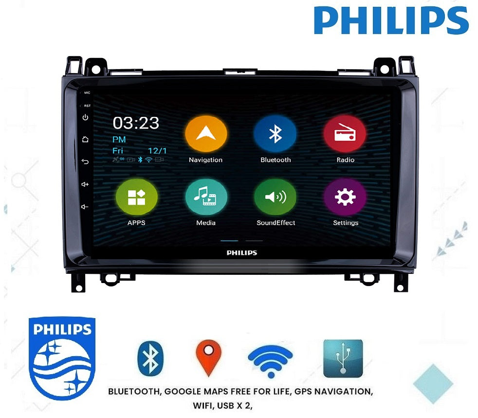 PHILIPS 2000-2015 VW Volkswagen Crafter Mercedes Benz Viano / Vito /B Class W245 /Sprinter /A Class W169 OEM 9 Inch  GPS NAV ANDROID STEREO - BLUETOOTH - Camera in
