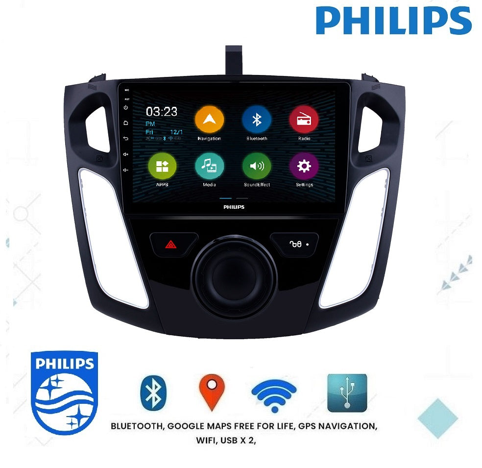 PHILIPS - FORD FOCUS 2012 - 2015 OEM 9 Inch  GPS NAV ANDROID STEREO - BLUETOOTH - Camera in