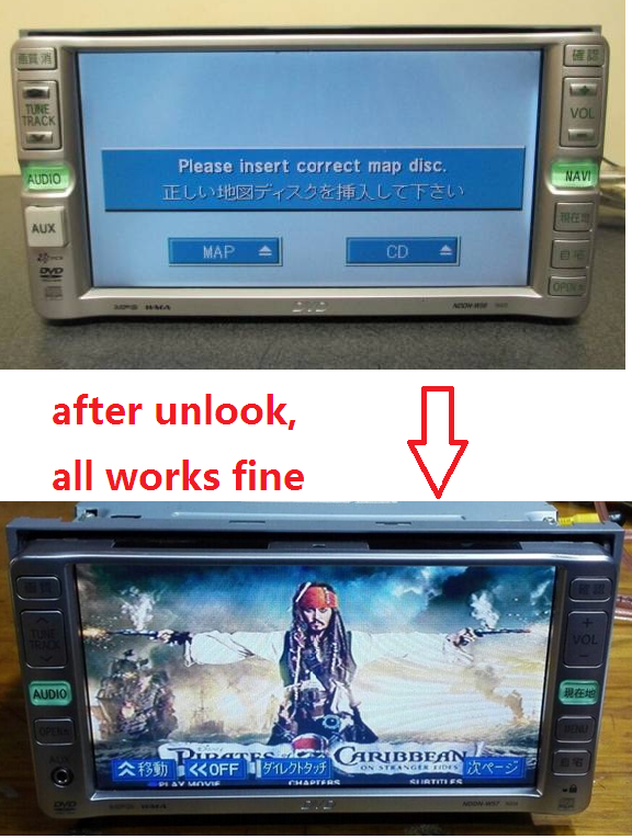 DVD  or SD card unlock  “Please insert Correct  Disc” FOR Toyota
