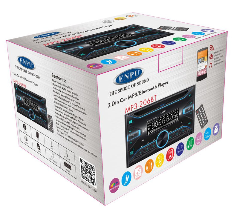 ENPU Double Din 60w x 4  Bluetooth USB MP3 AUX & NZ FM