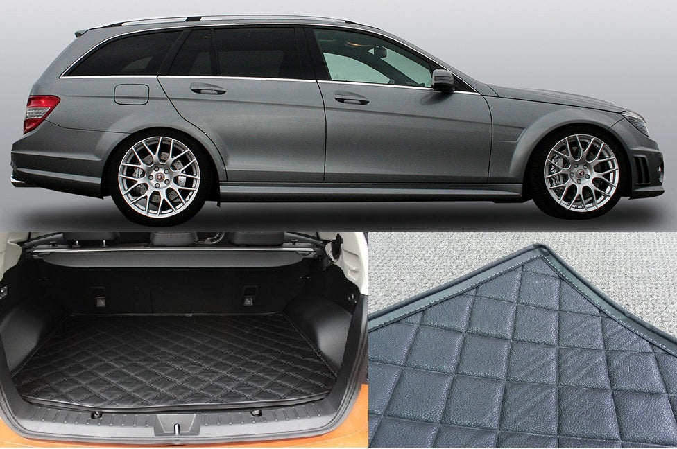 LEATHER  BOOT LINER  FLOOR MAT for BENZ C CLASS S204 STATION WAGON 2007–2014