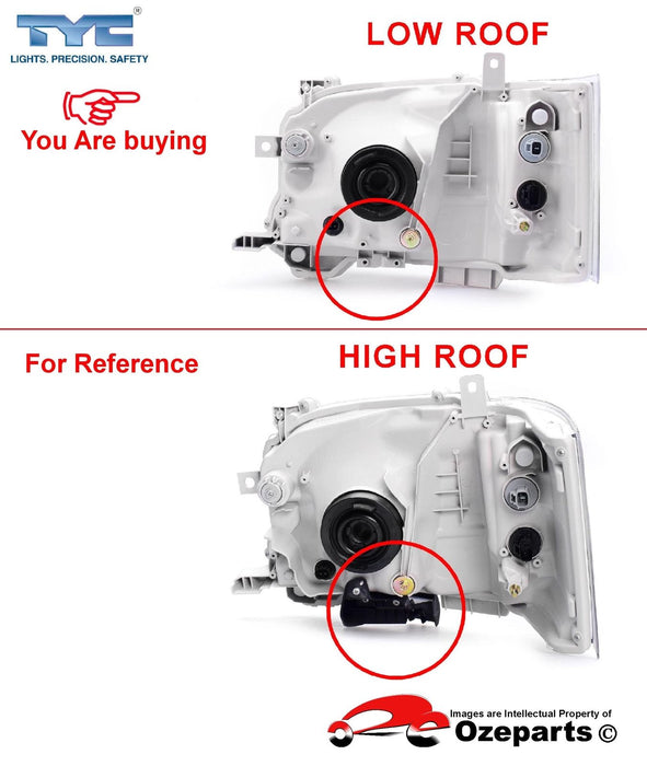 Pair LH+RH Head Light Headlight Lamp for Toyota Hiace 14~current - Low Roof Only