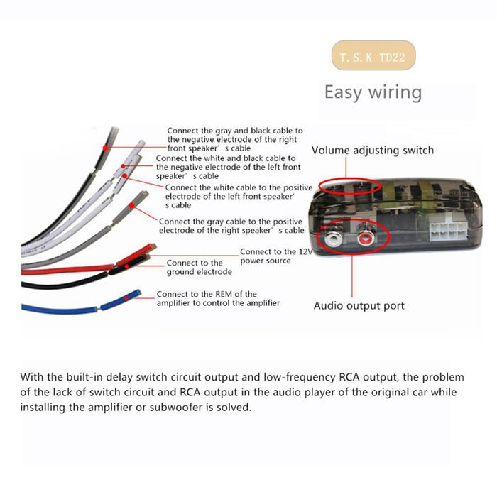 Car Vehicle RCA High to Low Line Frequency Audio Stereo Speaker Level Converter