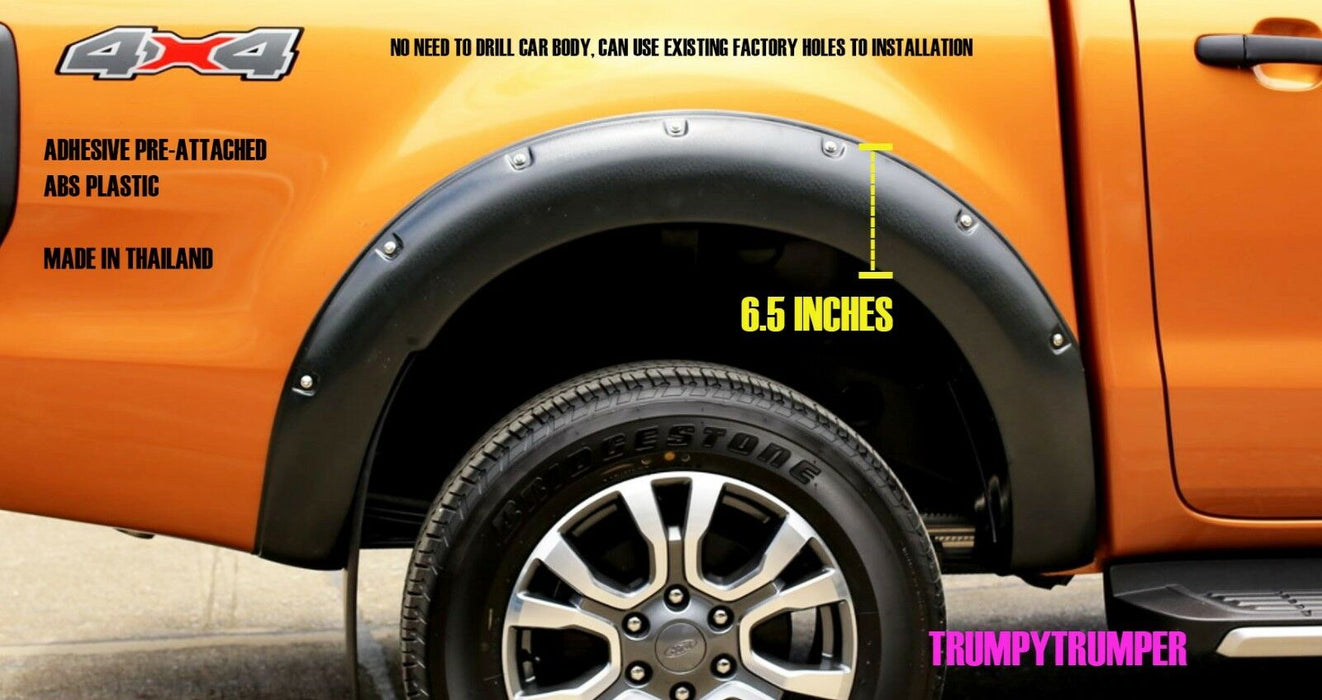 MATT BLACK FENDER FLARE WHEEL ARCH WITH NUT FOR FORD RANGER PX3  2019+