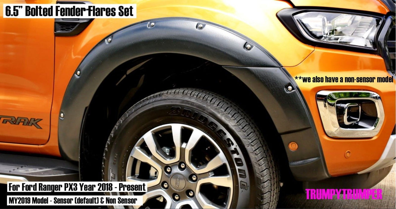 MATT BLACK FENDER FLARE WHEEL ARCH WITH NUT FOR FORD RANGER PX3  2019+