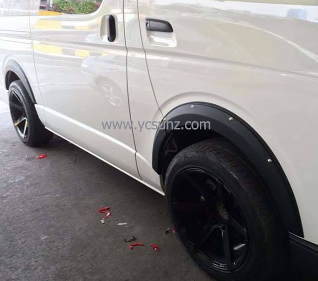 FOR HIACE 2005- CURRENT ---  MATT BLACK FENDER FLARE WHEEL ARCH WITH NUT