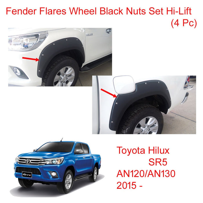 MATT BLACK FENDER FLARE WHEEL ARCH WITH NUT FOR TOYOTA HILUX 2015+