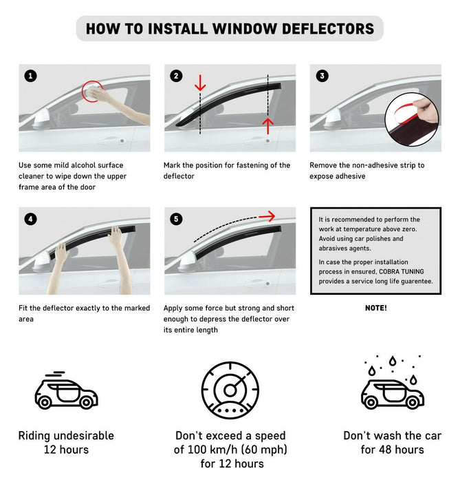 Door Visor / Weather Shield / Monsoon Guard for RAV4 2019+  (4 PIECE)
