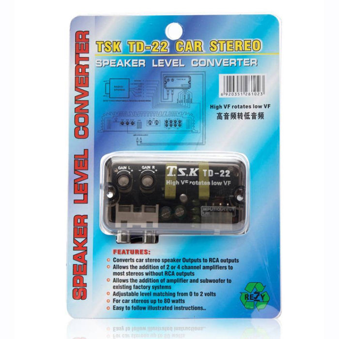 Car Vehicle RCA High to Low Line Frequency Audio Stereo Speaker Level Converter