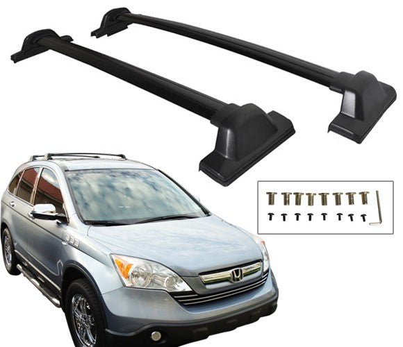 Pair Of Black Aluminum Roof Rack Cross Bars For 2007-2011 Honda CR-V - 75kg Capacity