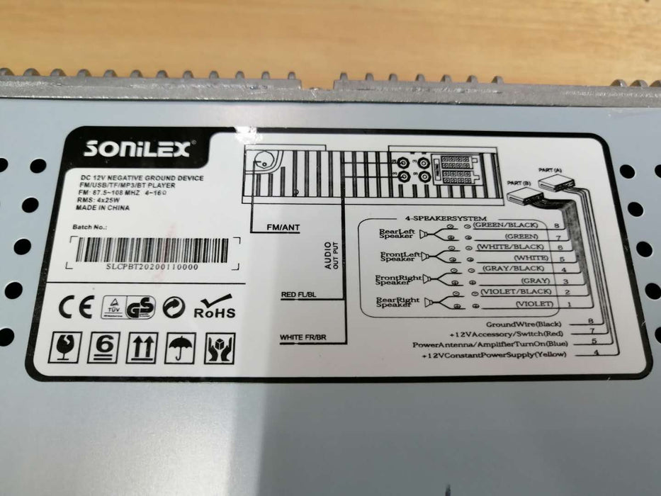 Single Din  Bluetooth AUX, USB, FM Car Stereo Player