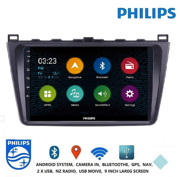 Philips - Mazda MAZDA 6 ATENZA 2009-2013  OEM 9 Inch  GPS NAV ANDROID STEREO - BLUETOOTH - Camera in
