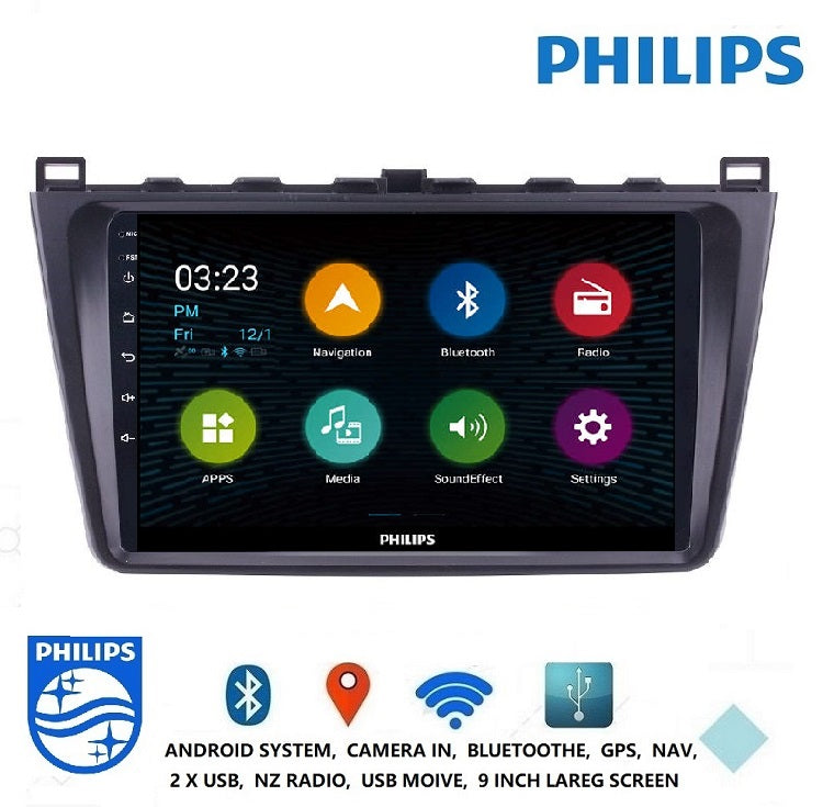 Philips - Mazda MAZDA 6 ATENZA 2009-2013  OEM 9 Inch  GPS NAV ANDROID STEREO - BLUETOOTH - Camera in