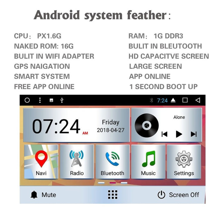 Android 7" - NZ GPS USB, AUX, Vidoe, WIFI, BLUETOOTH Stereo Player - Free Camera