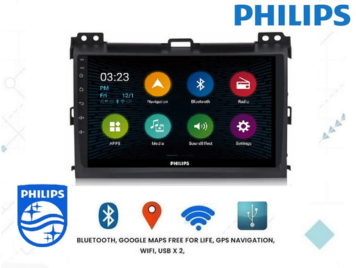 Philips - Toyota PRADO 120 2002-2009  OEM 9 Inch  GPS NAV ANDROID STEREO  BLUETOOTH - Camera in