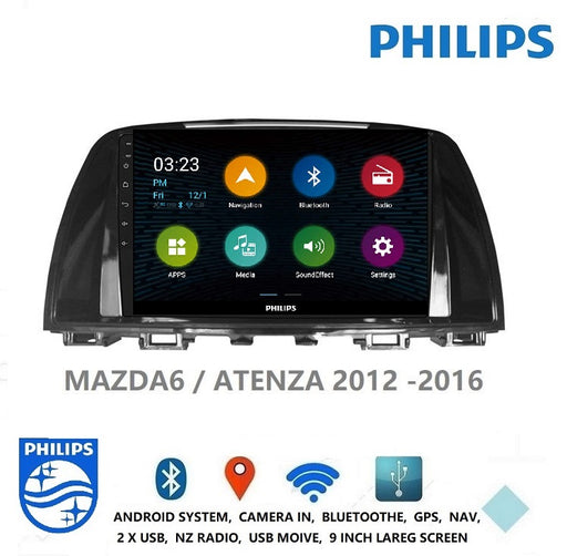 PHILIPS - MAZDA 6 ATENZA 12 - 16 OEM 9 Inch  GPS NAV ANDROID STEREO - BLUETOOTH - Camera in