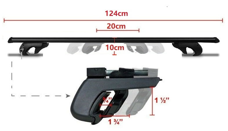 Universal Black 124cm Aluminum Roof Rack Cross Bar ( lockable ) -- 2 x  bars