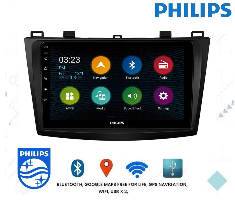 PHILIPS - Mazda 3 AXELA 09-12 OEM 9 Inch  GPS NAV ANDROID STEREO - BLUETOOTH - Camera in