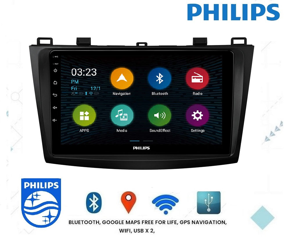 PHILIPS - Mazda 3 AXELA 09-12 OEM 9 Inch  GPS NAV ANDROID STEREO - BLUETOOTH - Camera in
