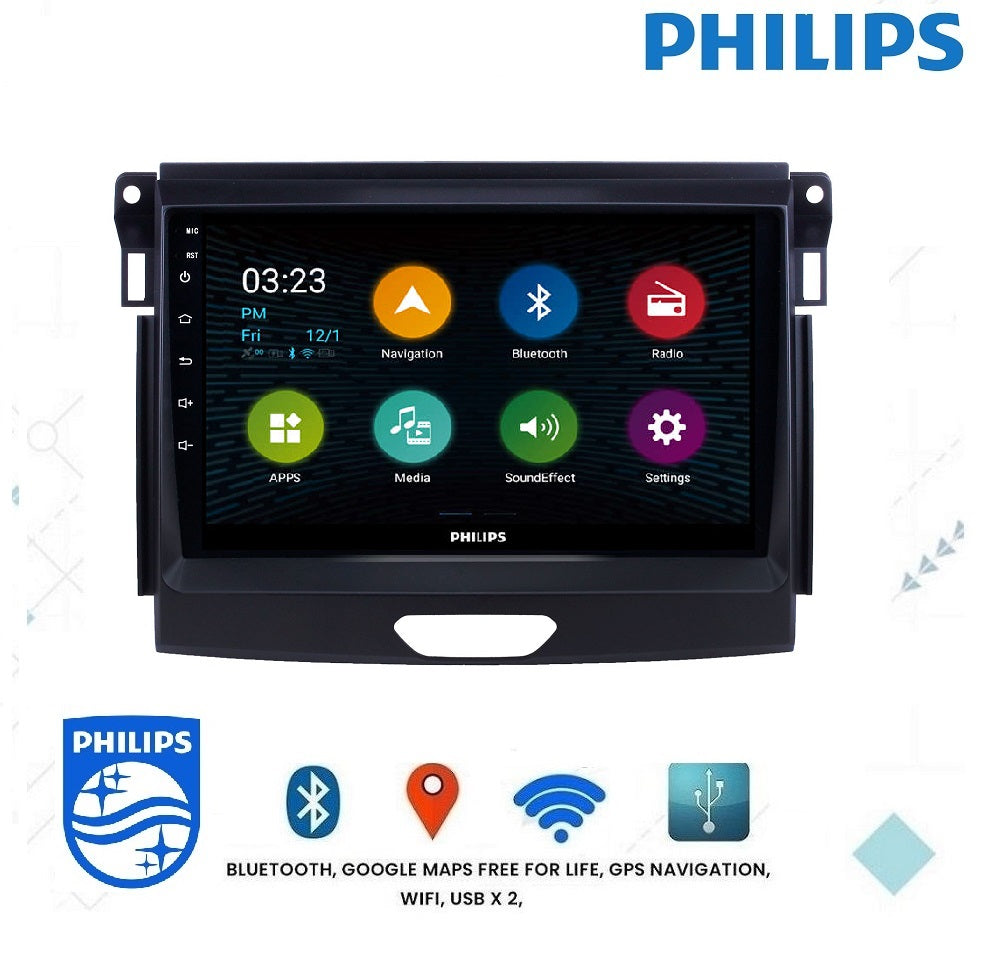 PHILIPS - FORD RANGER PX2 2016+ OEM 9 Inch  GPS NAV ANDROID STEREO - BLUETOOTH - Camera in