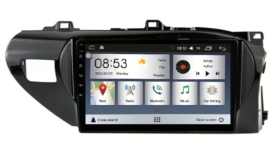 HILUX 2015+ 9 INCH  OEM LARGE SCREEN GPS NAV ANDROID STEREO - BLUETOOTH