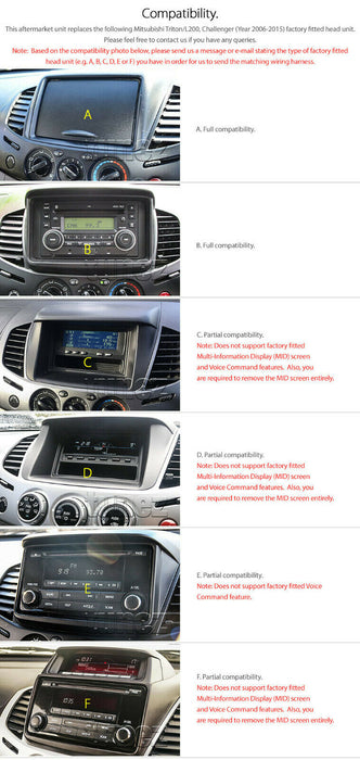 Mitsubishi  TRITON 2015-2018 OEM LARGE SCREEN GPS NAV ANDROID STEREO - BLUETOOTH