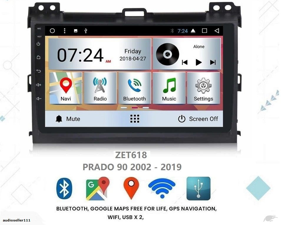 Suit for  TOYOTA PRADO 90 2002 -2009 OEM LARGE SCREEN GPS NAV ANDROID STEREO - BLUETOOTH
